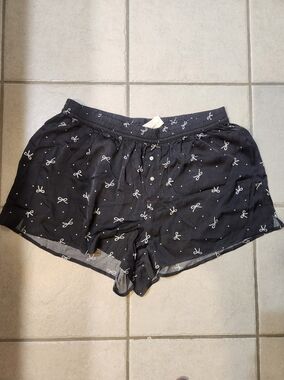 aerie Black PJ Shorts with White Bow Print
